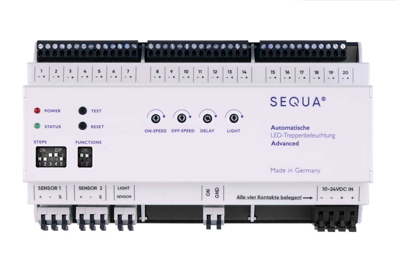 SEQUA LED-Steuergeät Adcanced zur automatischen, sensorgesteuerten LED-Treppenbeleuchtung